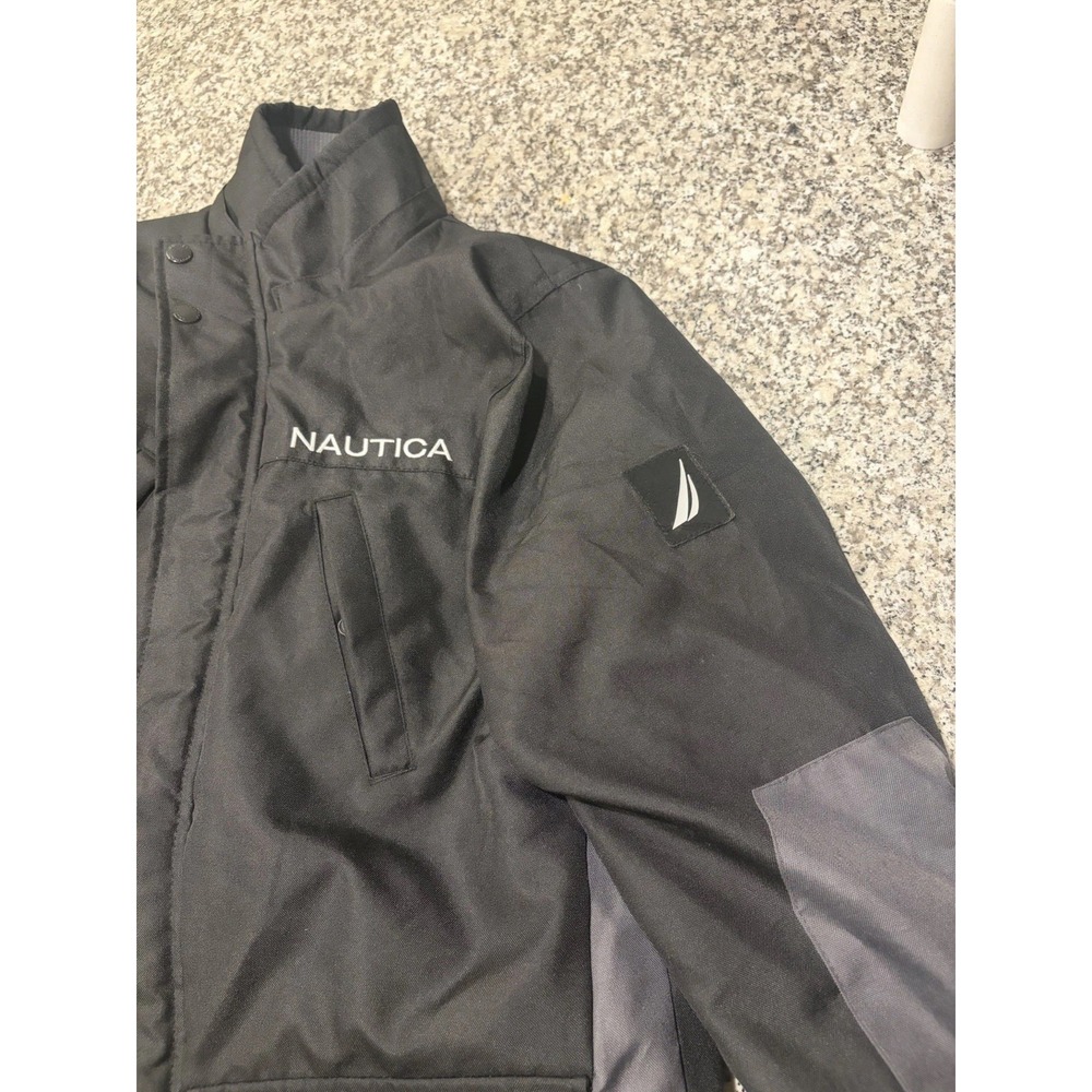 Nautica Boys Heavyweight Winter Parka Jacket Coat Insulated Black Gray L 14/16